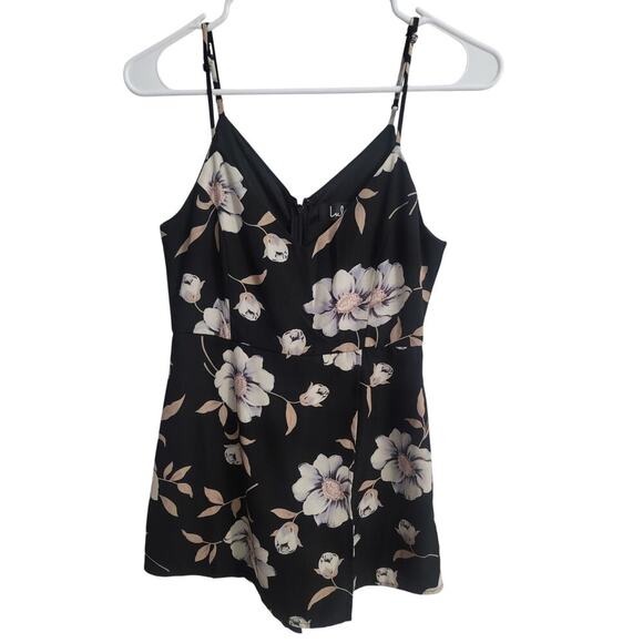 Lulus Dresses & Skirts - Lulu's Women's Magical Meadow Black Floral Print Skort Romper Dress Size XS